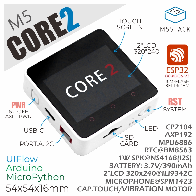 Kit de Desarrollo IoT M5Stack  - M5Stack Core2 reseña y precio